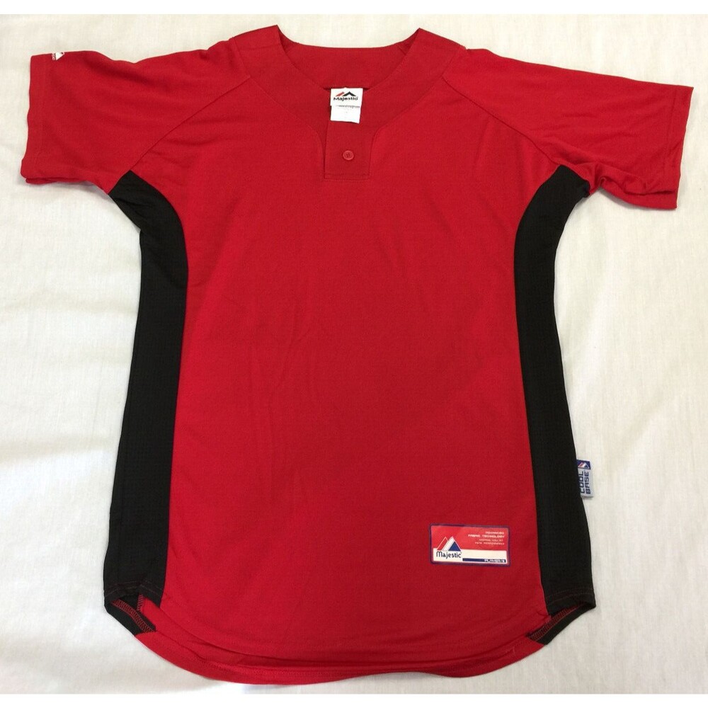 NWOT MAJESTIC COOL BASE 2BUTTON MENS ATHLETIC BASEBALL JERSEY SHIRT SIZE S